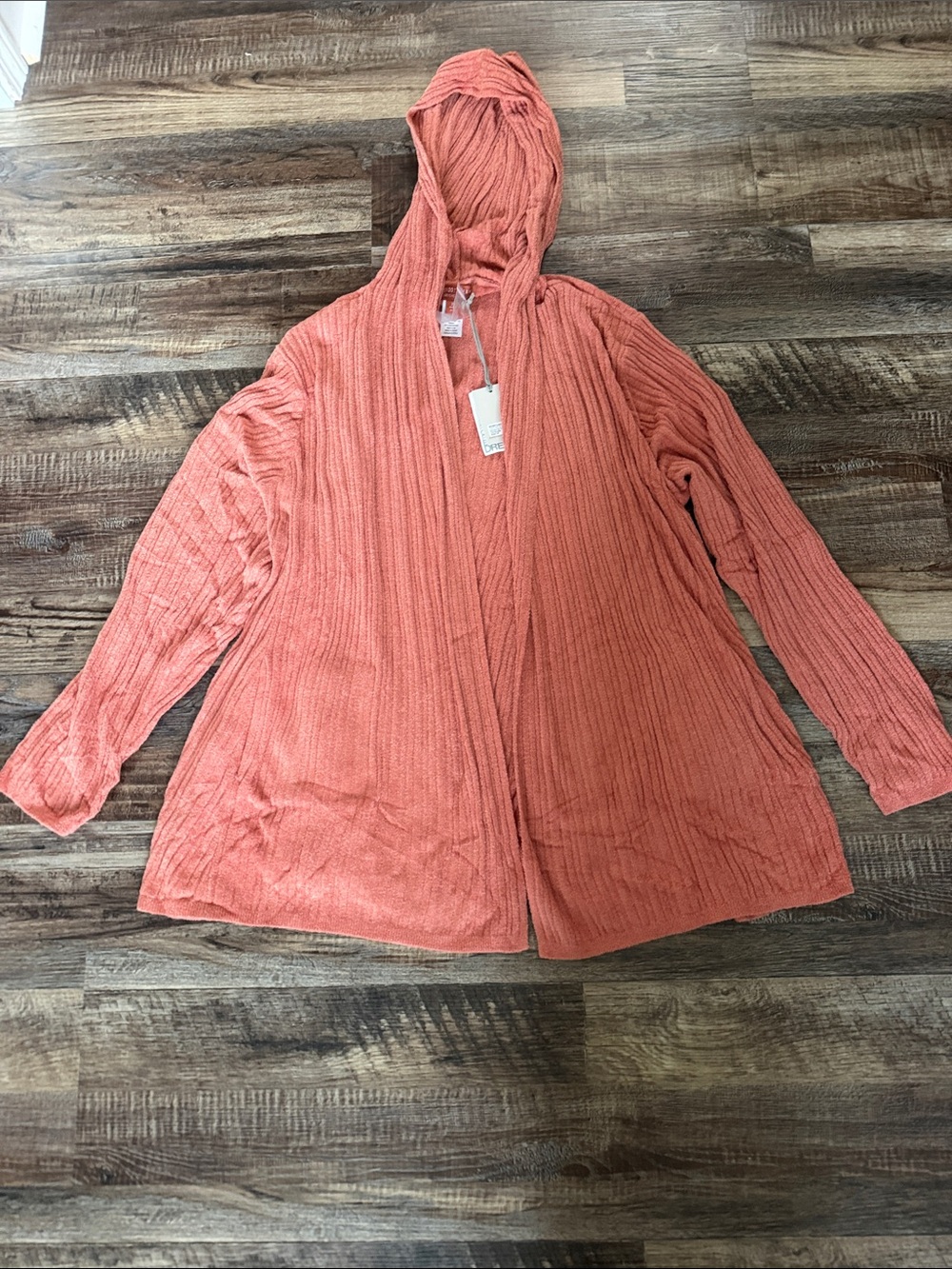Barefoot Dreams Coral Hooded Open-front Ribbed Cardigan